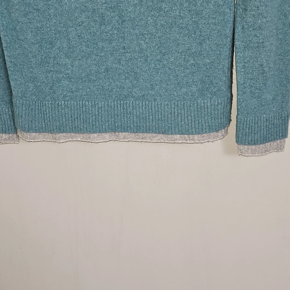 Banana Republic Women's Teal Double Trim V-Neck Italian Yarn Y2K Sweater